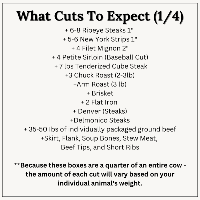 1/4 Beef Deposit ONLY *MAY/JUNE FULFILLMENT* VIP